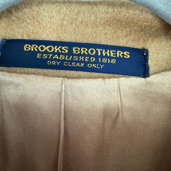 Vintage Brooks Brothers Women's Classic Tan Long trench Pea Coat Sz. Medium - Picture 7 of 11